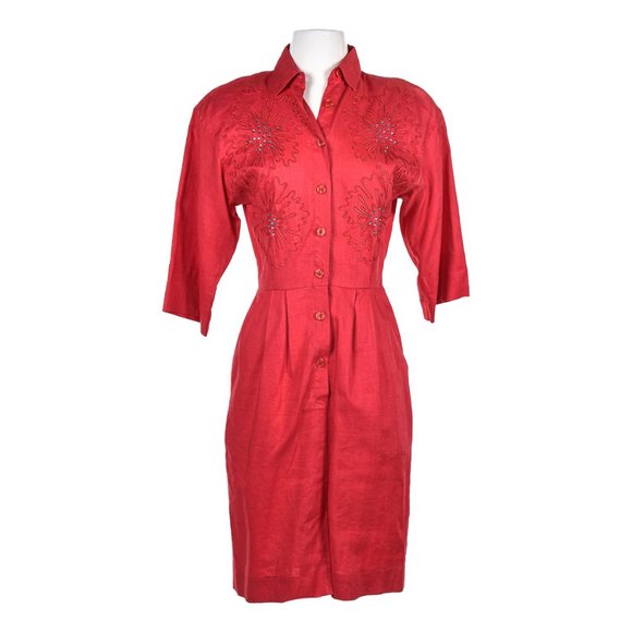 Ann Tjian for Kenar Shirt Dress 8 Red
